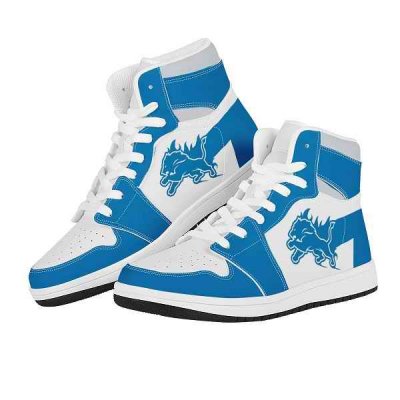 Women's Detroit Lions High Top Leather AJ1 Sneakers 001