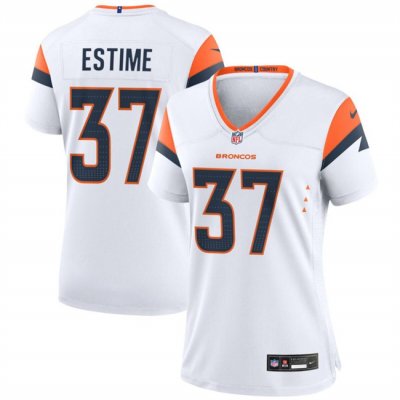 Women's Denver Broncos #37 Audric Estime White 2024 Stitched Jersey(Run Small)