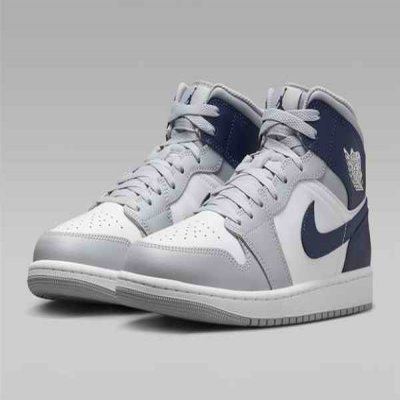 Men's Running Weapon Air Jordan 1 Gray/Blue/White Shoes 0645