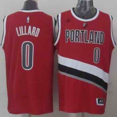 Blazers #0 Damian Lillard Red Stitched NBA Jersey