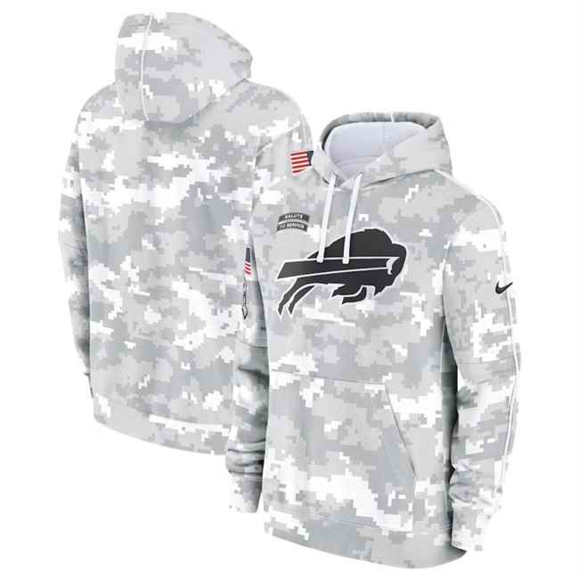 Youth Buffalo Bills 2024 White/Gray Salute To Service Pullover Hoodie