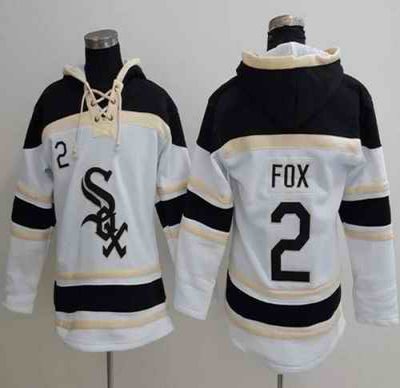 White Sox #2 Nellie Fox White Sawyer Hooded Sweatshirt MLB Hoodie