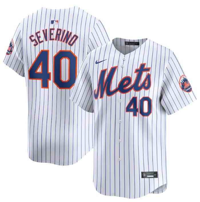 Men's New York Mets #40 Luis Severino White 2024 Home Limited Stitched Baseball Jersey