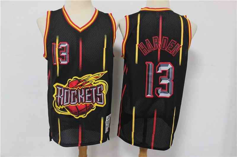 Men's Houston Rockets #13 James Harden Black Hardwood Classics Stitched Jersey