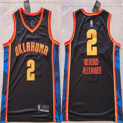 Men's Oklahoma City Thunder #2 Shai Gilgeous-Alexander Black 2024 City Edition Stitched Basketball Jersey