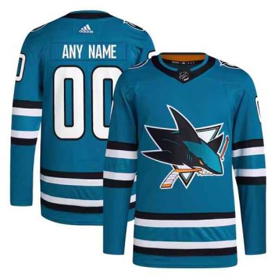 Men's San Jose Sharks Custom Teal Stitched Hockey Jersey