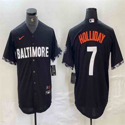 Men's Baltimore Orioles #7 Jackson Holliday Black 2023 City Connect Cool Base Stitched Baseball Jersey