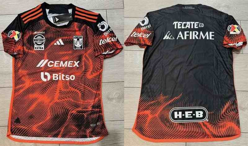 Men's Tigres UANL 2024 Orange/Black Slim Fit Soccer Jersey