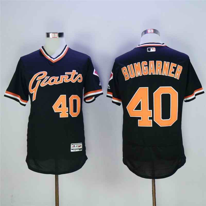 Men's San Francisco Giants #40 Madison Bumgarner Black Cool Base Cooperstown Collection Player Stitched MLB Jersey