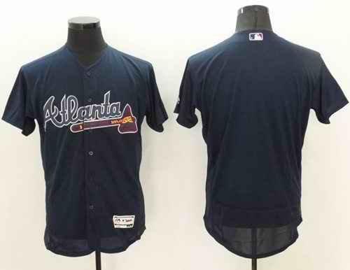 Braves Blank Navy Blue Flexbase Authentic Collection Stitched MLB Jersey