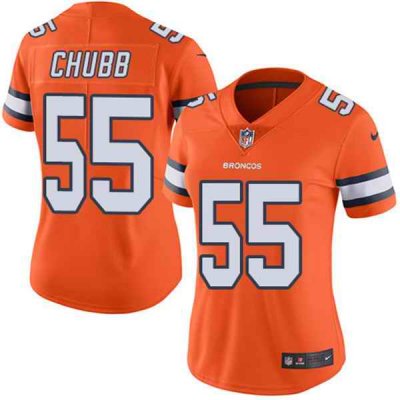 Women's Denver Broncos #55 Bradley Chubb Orange Color Rush Limited Stitched NFL Jersey(Run Small)