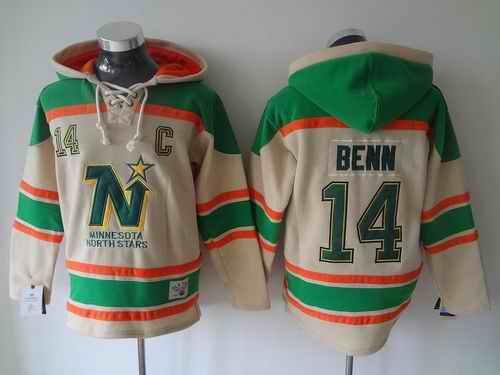 Stars #14 Jamie Benn Cream Sawyer Hooded Sweatshirt Stitched NHL Jersey