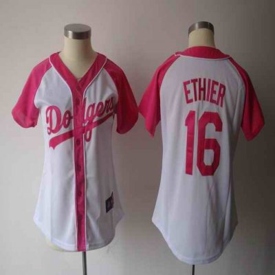 Women's Los Angeles Dodgers #16 Andre Ethier Pink Splash Fashion Stitched MLB Jersey