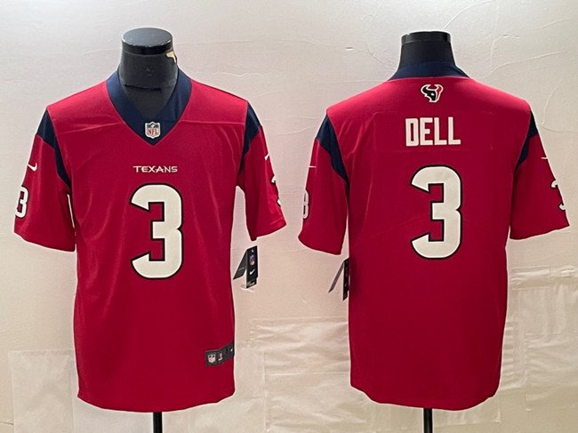 Men's Houston Texans #3 Tank Dell Red Vapor Untouchable Stitched Football Jersey