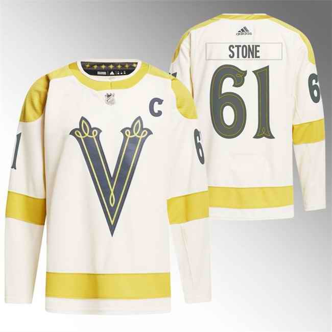 Men's Vegas Golden Knights #61 Mark Stone Cream 2024 Winter Classic Breakaway  Stitched Jersey