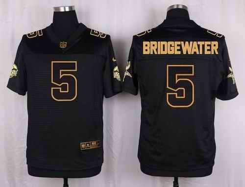 Nike Vikings #5 Teddy Bridgewater Black Men's Stitched NFL Elite Pro Line Gold Collection Jersey