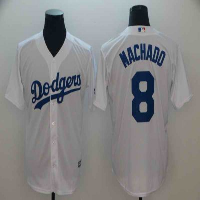 Men's Los Angeles Dodgers #8 Manny Machado White Cool Base Player Stitched MLB Jersey