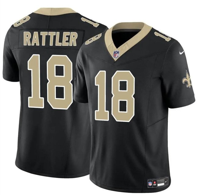 Youth New Orleans Saints #18 Spencer Rattler Black F.U.S.E Vapor Limited Stitched Football Jersey