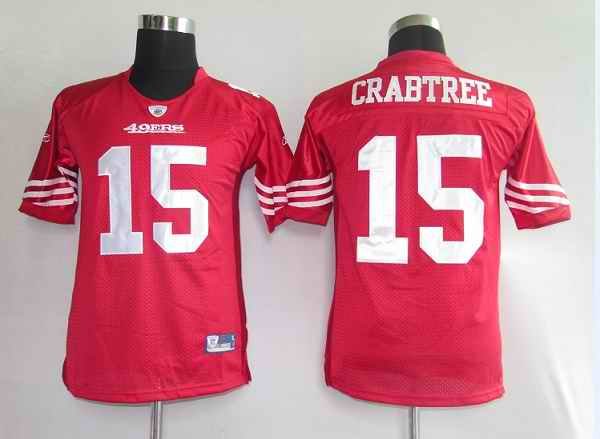 49ers #15 Michael Crabtree Red Stitched Youth NFL Jersey