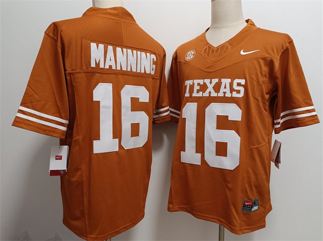 Men's Texas Longhorns #16 Arch Manning Orange F.U.S.E Stitched Jersey