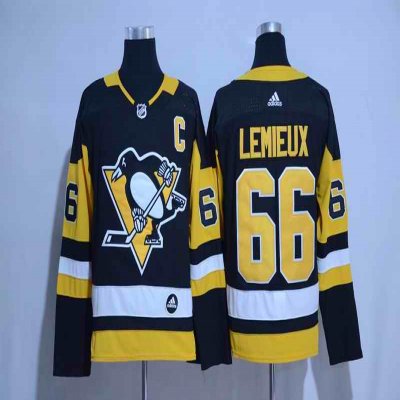 Men's Pittsburgh Penguins #66 Mario Lemieux Adidas Black Road Authentic Stitched NHL Jersey