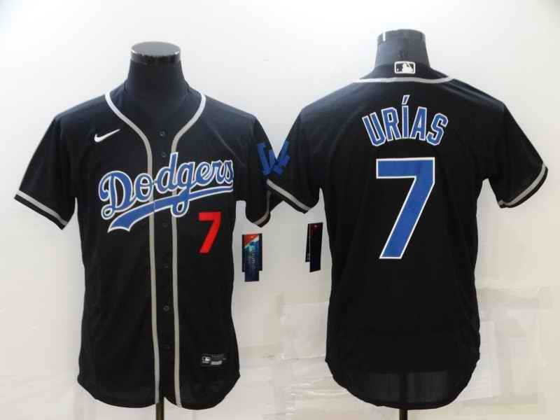 Men's Los Angeles Dodgers #7 Julio Urias Black Flex Base Sttiched Jersey