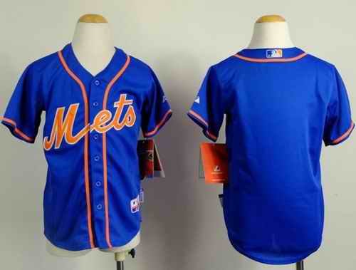 Mets Blank Blue Alternate Home Cool Base Stitched Youth MLB Jersey