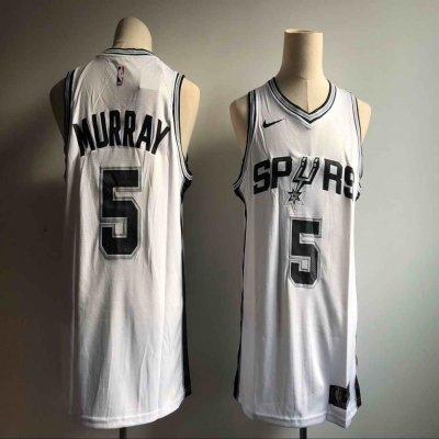 Men's San Antonio Spurs #5 Dejounte Murray White Icon Edition Swingman Stitched NBA Jersey