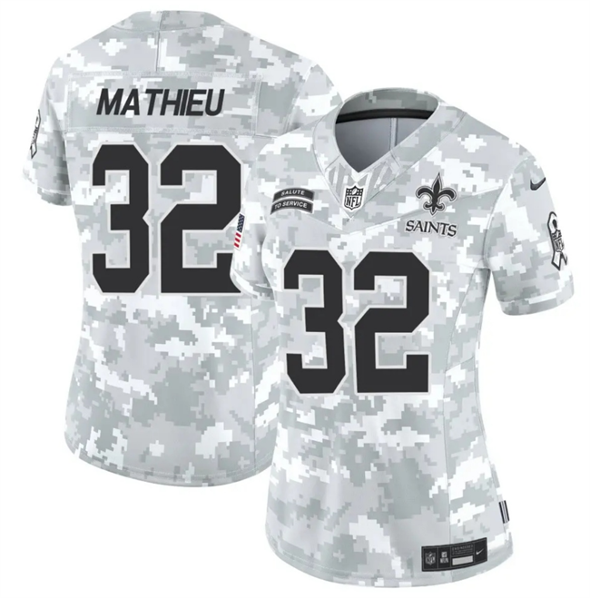 Women's New Orleans Saints #32 Tyrann Mathieu 2024 F.U.S.E Arctic Camo Salute to Service Limited Stitched Football Jersey(Run Small)