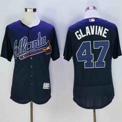 Braves #47 Tom Glavine Navy Blue Flexbase Authentic Collection Stitched MLB Jersey