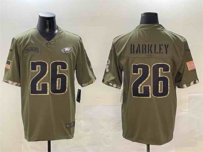 Men's Philadelphia Eagles #26 Saquon Barkley Camo Salute To Service Limited Stitched Jersey