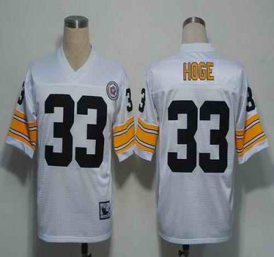 Mitchell and Ness Steelers #33 Merril Hoge White Stitched NFL Jersey