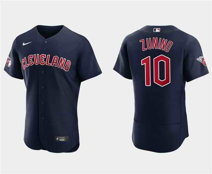 Men's Cleveland Guardians #10 Mike Zunino Navy Flex Base Stitched Jersey