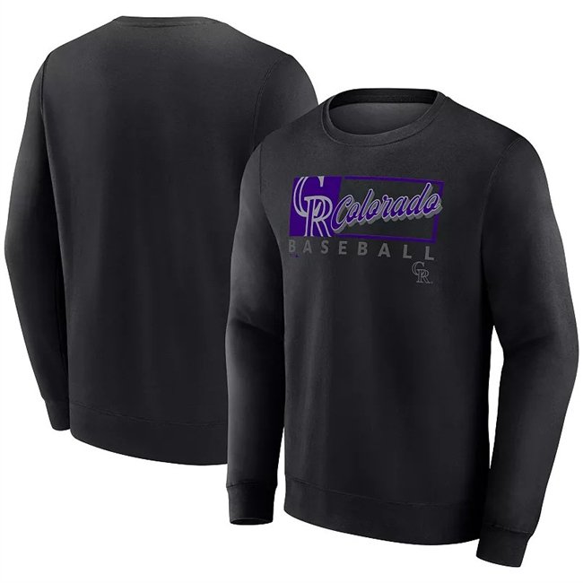 Men's Colorado Rockies Black Focus Fleece Pullover Sweatshirt