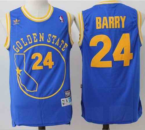 Warriors #24 Rick Barry Blue Throwback Golden State Stitched NBA Jersey