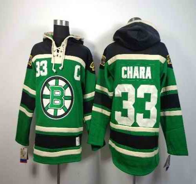 Bruins #33 Zdeno Chara Green St. Patrick's Day McNary Lace Hoodie Stitched NHL Jersey