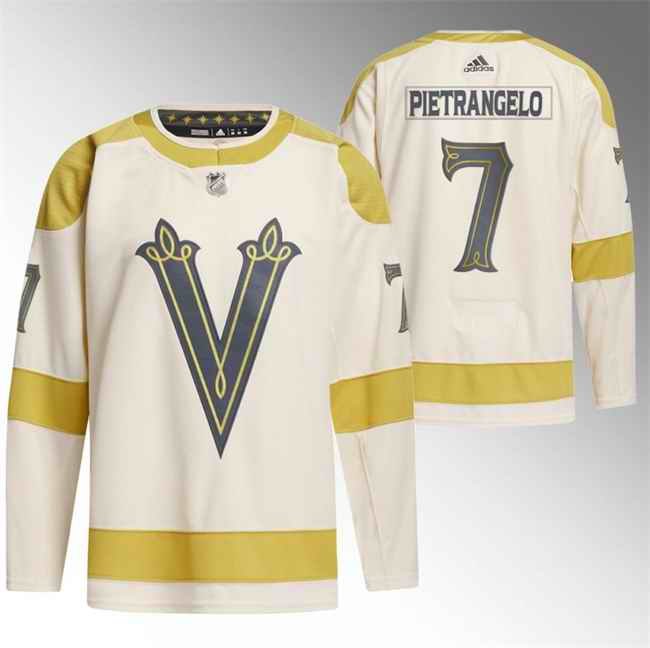 Men's Vegas Golden Knights #7 Alex Pietrangelo Cream 2024 Winter Classic Breakaway  Stitched Jersey