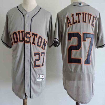 Men's Houston Astros #27 Jose Altuve Gray Elite Stitched MLB Jersey