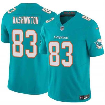 Men's Miami Dolphins #83 Malik Washington Aqua 2024 F.U.S.E Vapor Limited Stitched Football Jersey