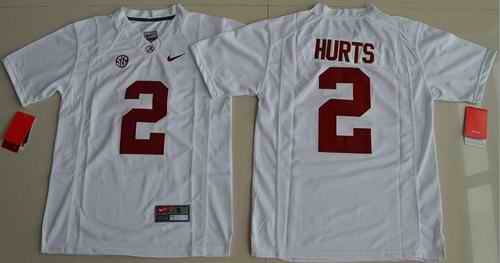 Crimson Tide #2 Jalen Hurts White Limited Stitched Youth NCAA Jersey