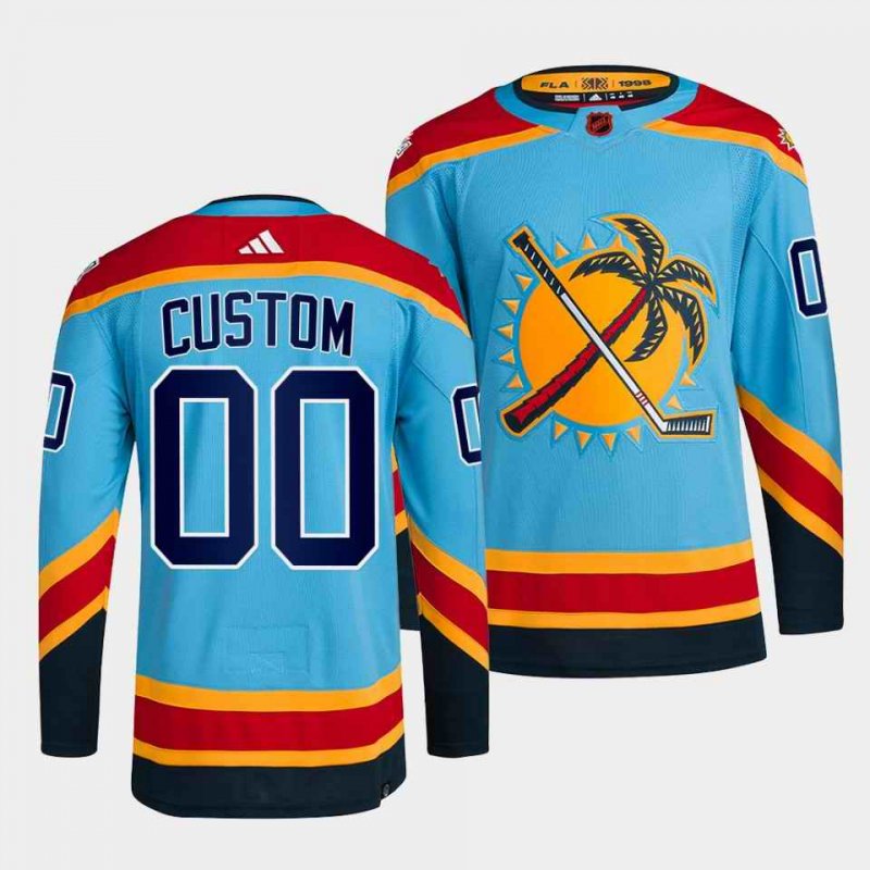 Men's Florida Panthers Custom Blue 2022-23 Reverse Retro Stitched Jersey