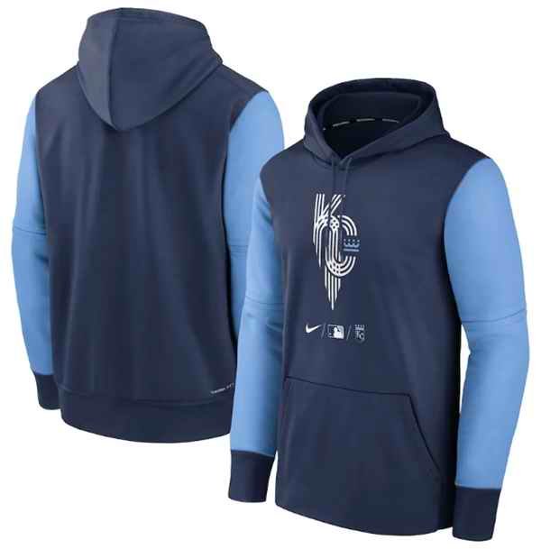 Men's Kansas City Royals 2022 City Connect Collection Navy Therma Pullover Hoodie