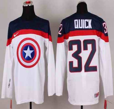 Olympic Team USA #32 Jonathan Quick White Captain America Fashion Stitched NHL Jersey