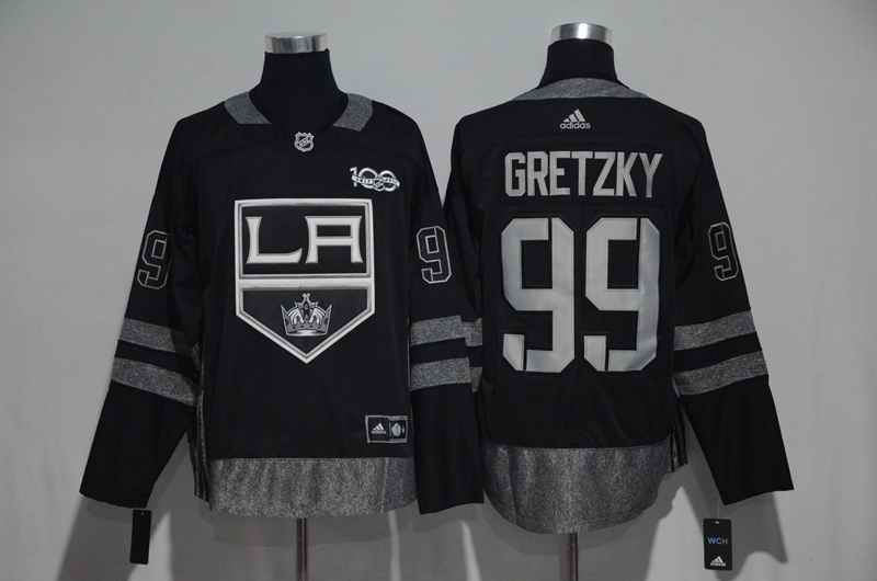 Los Angeles Kings #99 Wayne Gretzky Black Men's 1917-2017 100th  Anniversary   Stitched NHL Jersey