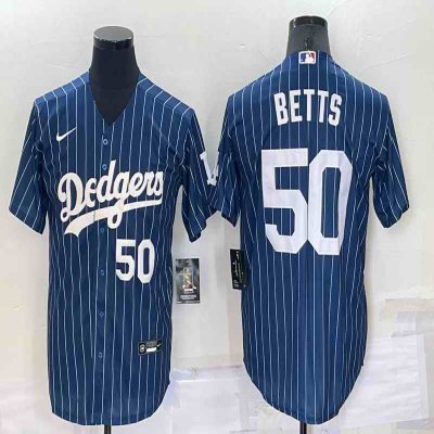 Men's Los Angeles Dodgers #50 Mookie Betts Navy Cool Base Stitched Baseball Jersey