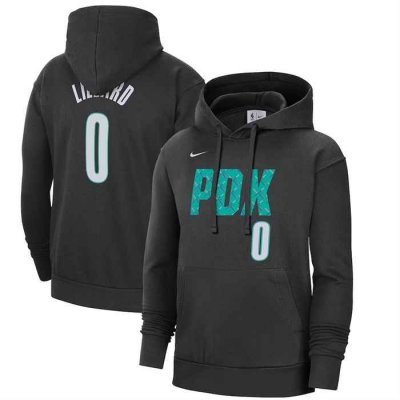 Men's Portland Trail Blazers #0 Damian Lillard Black 2022/23 City Edition Name & Number  Essential Pullover Hoodie