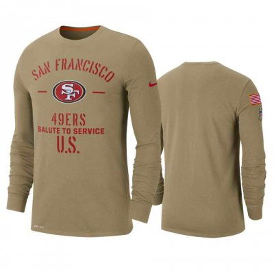 Men's San Francisco 49ers Tan 2019 Salute to Service Sideline Performance Long Sleeve Shirt