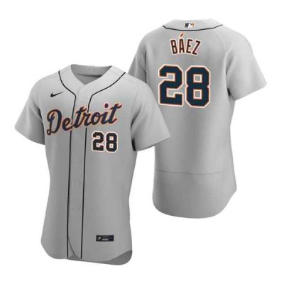 Men's Detroit Tigers #28 Javier B'ez Grey Flex Base Stitched Jersey