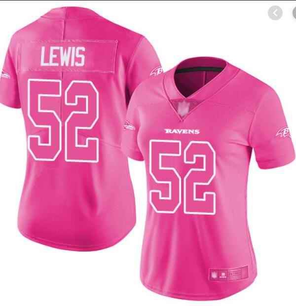 Women's Baltimore Ravens  #52 Ray Lewis Pink Vapor Untouchable Limited Stitched NFL Jersey(Run Small)