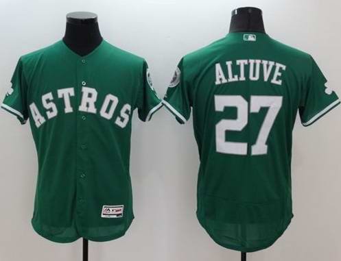 Men's Houston Astros Customized Green Celtic Flex Base Stitched Baseball Jersey